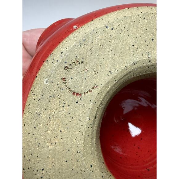 Rachael Pots Handmade Pottery NYC Red Speckled Citrus Juicer Signed Culinary - Picture 5 of 6
